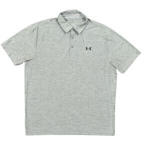 Under Armour Men's L Gray Polo Shirt Polyester Loose Heatgear Golf